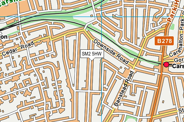 SM2 5HW map - OS VectorMap District (Ordnance Survey)