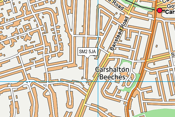 SM2 5JA map - OS VectorMap District (Ordnance Survey)