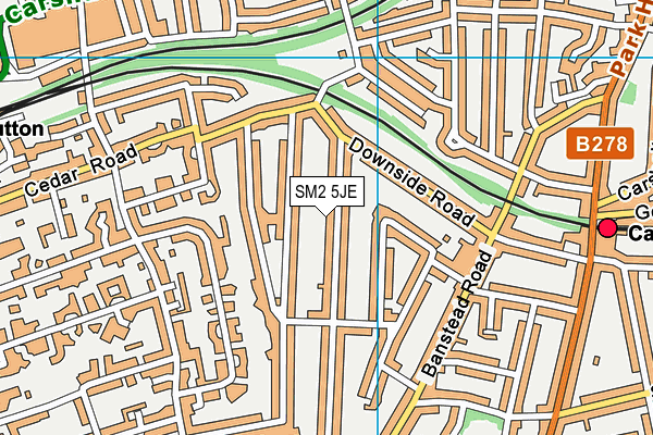 SM2 5JE map - OS VectorMap District (Ordnance Survey)