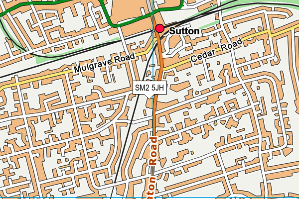 SM2 5JH map - OS VectorMap District (Ordnance Survey)