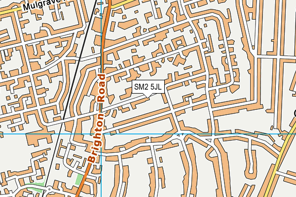 SM2 5JL map - OS VectorMap District (Ordnance Survey)