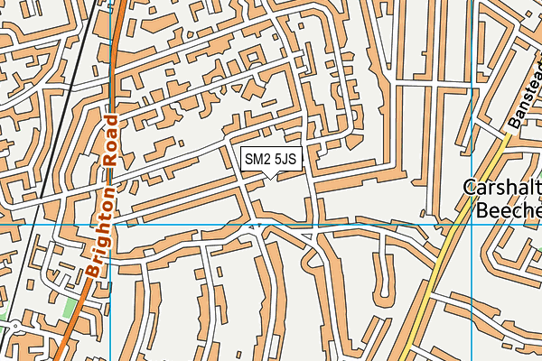 SM2 5JS map - OS VectorMap District (Ordnance Survey)