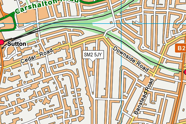 SM2 5JY map - OS VectorMap District (Ordnance Survey)