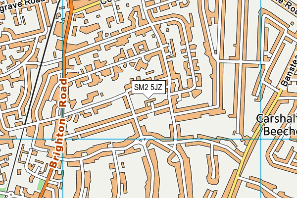 SM2 5JZ map - OS VectorMap District (Ordnance Survey)