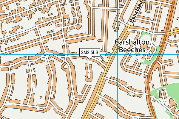 SM2 5LB map - OS VectorMap District (Ordnance Survey)