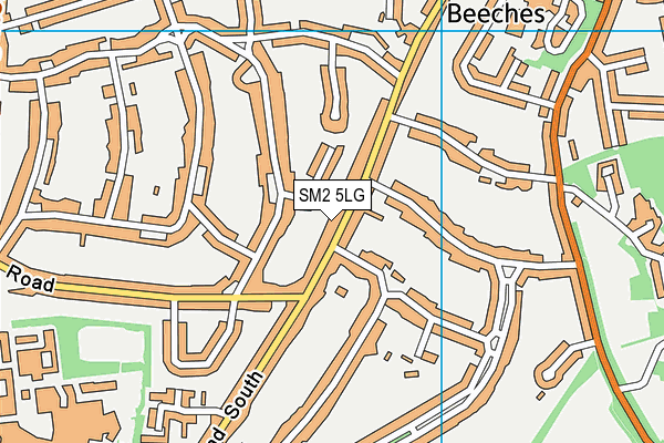 SM2 5LG map - OS VectorMap District (Ordnance Survey)