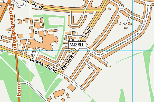 SM2 5LL map - OS VectorMap District (Ordnance Survey)