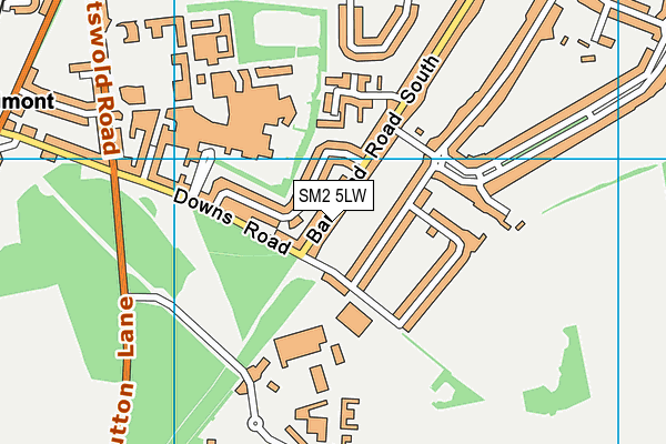 SM2 5LW map - OS VectorMap District (Ordnance Survey)