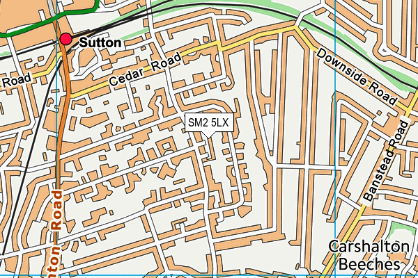 SM2 5LX map - OS VectorMap District (Ordnance Survey)