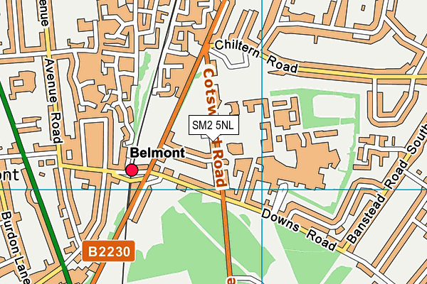 SM2 5NL map - OS VectorMap District (Ordnance Survey)