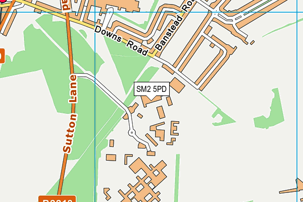 Hmp Downview map (SM2 5PD) - OS VectorMap District (Ordnance Survey)