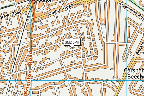 SM2 5PH map - OS VectorMap District (Ordnance Survey)