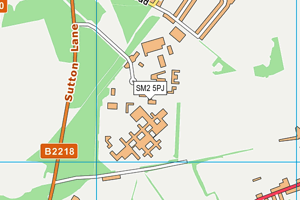 Hmp High Down map (SM2 5PJ) - OS VectorMap District (Ordnance Survey)