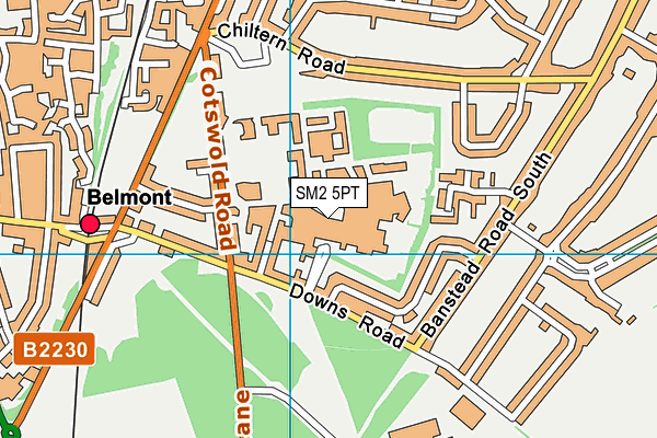 Royal Marsden Hospital map (SM2 5PT) - OS VectorMap District (Ordnance Survey)