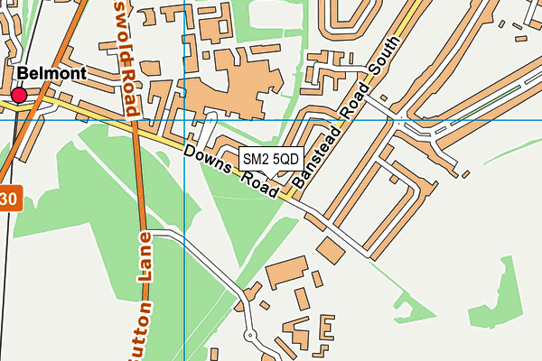 SM2 5QD map - OS VectorMap District (Ordnance Survey)