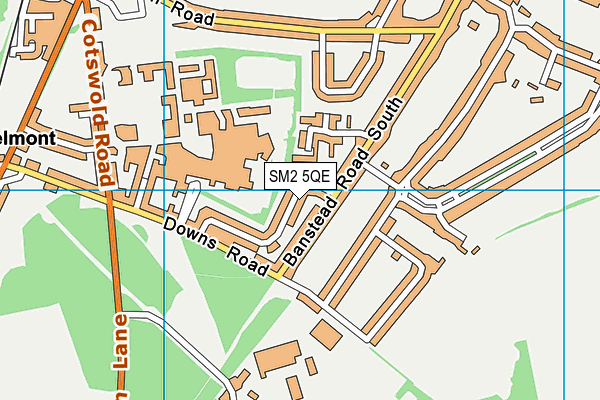 SM2 5QE map - OS VectorMap District (Ordnance Survey)