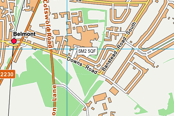 SM2 5QF map - OS VectorMap District (Ordnance Survey)