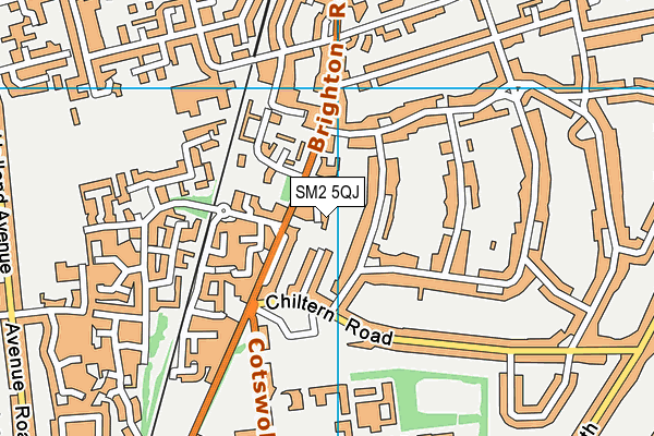 SM2 5QJ map - OS VectorMap District (Ordnance Survey)