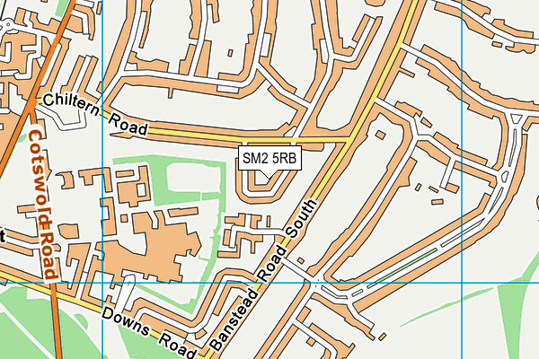 SM2 5RB map - OS VectorMap District (Ordnance Survey)