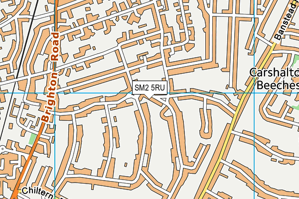 SM2 5RU map - OS VectorMap District (Ordnance Survey)