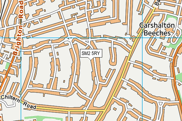 SM2 5RY map - OS VectorMap District (Ordnance Survey)