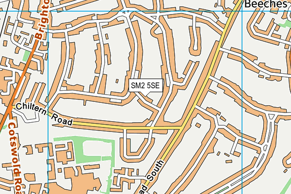 SM2 5SE map - OS VectorMap District (Ordnance Survey)