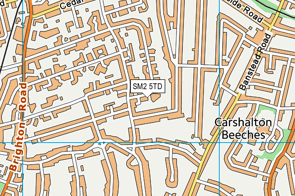 SM2 5TD map - OS VectorMap District (Ordnance Survey)