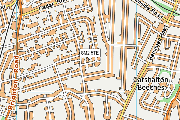SM2 5TE map - OS VectorMap District (Ordnance Survey)