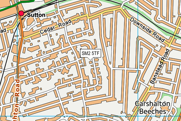 SM2 5TF map - OS VectorMap District (Ordnance Survey)