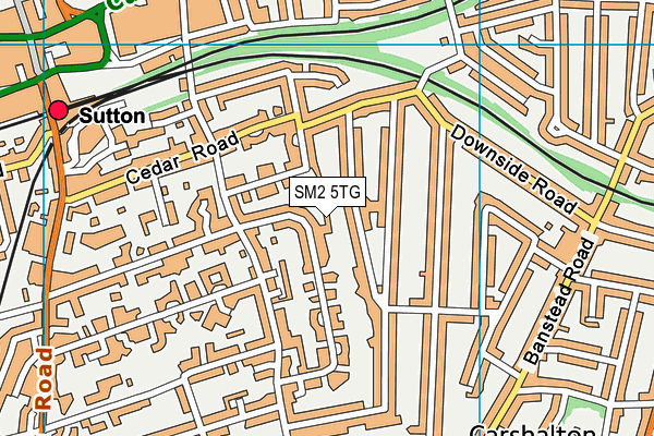SM2 5TG map - OS VectorMap District (Ordnance Survey)