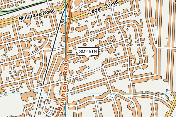 SM2 5TN map - OS VectorMap District (Ordnance Survey)