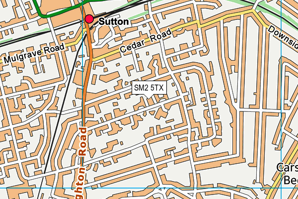 SM2 5TX map - OS VectorMap District (Ordnance Survey)