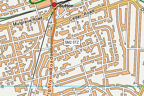 SM2 5TZ map - OS VectorMap District (Ordnance Survey)