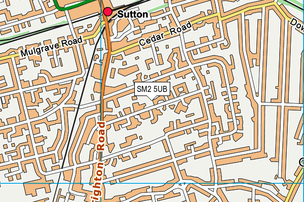 SM2 5UB map - OS VectorMap District (Ordnance Survey)