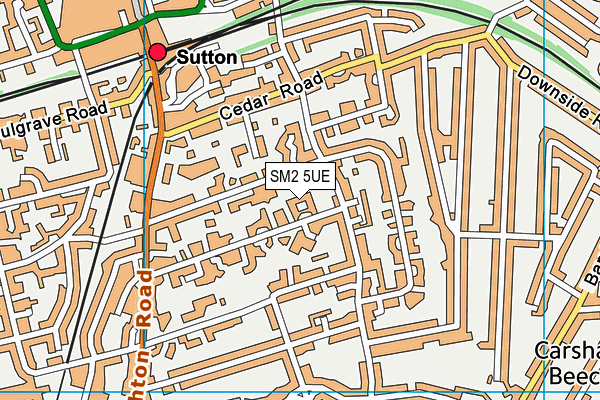 SM2 5UE map - OS VectorMap District (Ordnance Survey)