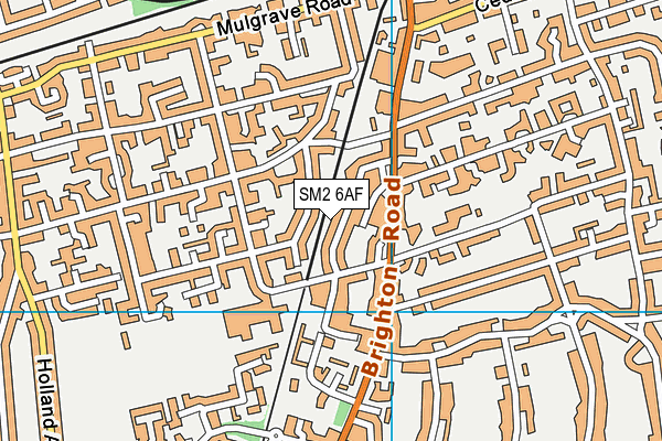 SM2 6AF map - OS VectorMap District (Ordnance Survey)