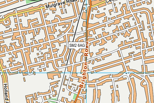 SM2 6AG map - OS VectorMap District (Ordnance Survey)