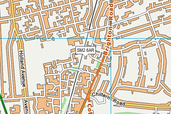 SM2 6AR map - OS VectorMap District (Ordnance Survey)