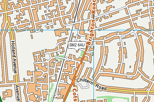 SM2 6AU map - OS VectorMap District (Ordnance Survey)
