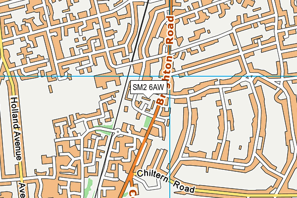 SM2 6AW map - OS VectorMap District (Ordnance Survey)