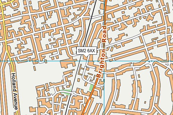 SM2 6AX map - OS VectorMap District (Ordnance Survey)
