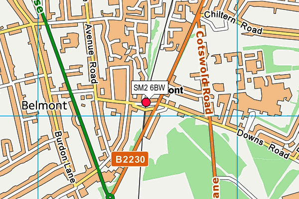 SM2 6BW map - OS VectorMap District (Ordnance Survey)