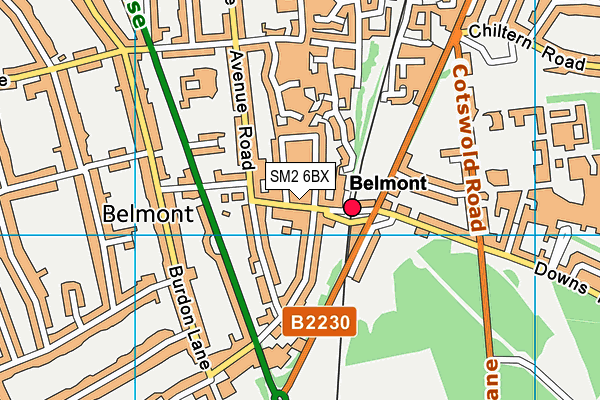 SM2 6BX map - OS VectorMap District (Ordnance Survey)