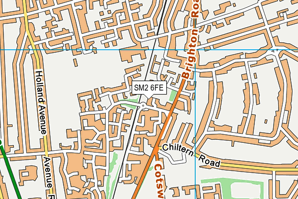 SM2 6FE map - OS VectorMap District (Ordnance Survey)
