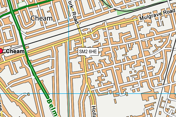 SM2 6HE map - OS VectorMap District (Ordnance Survey)