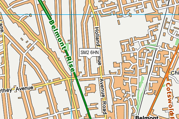 SM2 6HN map - OS VectorMap District (Ordnance Survey)