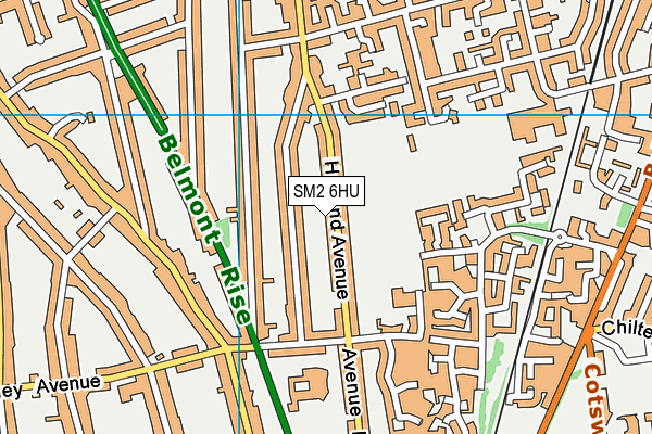 SM2 6HU map - OS VectorMap District (Ordnance Survey)