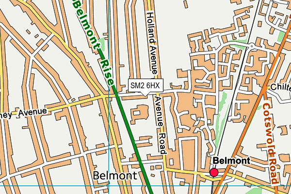 SM2 6HX map - OS VectorMap District (Ordnance Survey)