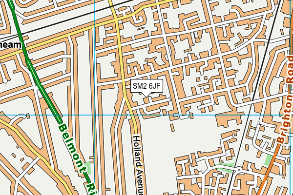 SM2 6JF map - OS VectorMap District (Ordnance Survey)