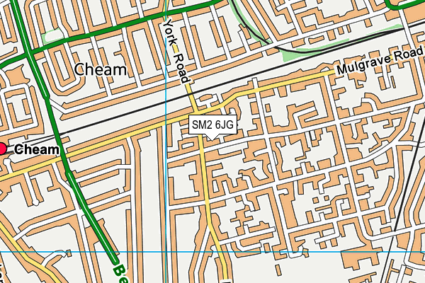 SM2 6JG map - OS VectorMap District (Ordnance Survey)